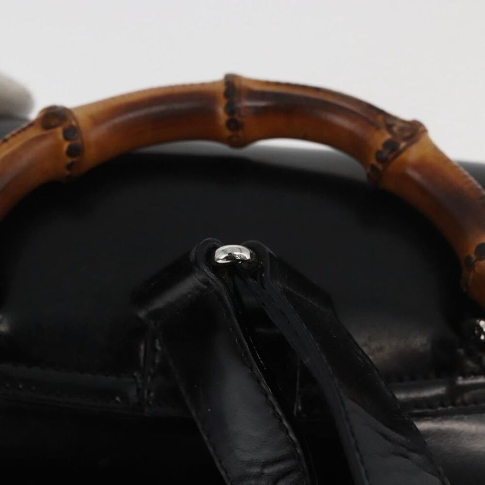 Gucci Vintage Bamboo Backpack Patent Leather Black Patent_Leather Backpack Bag - Picture 16 of 16